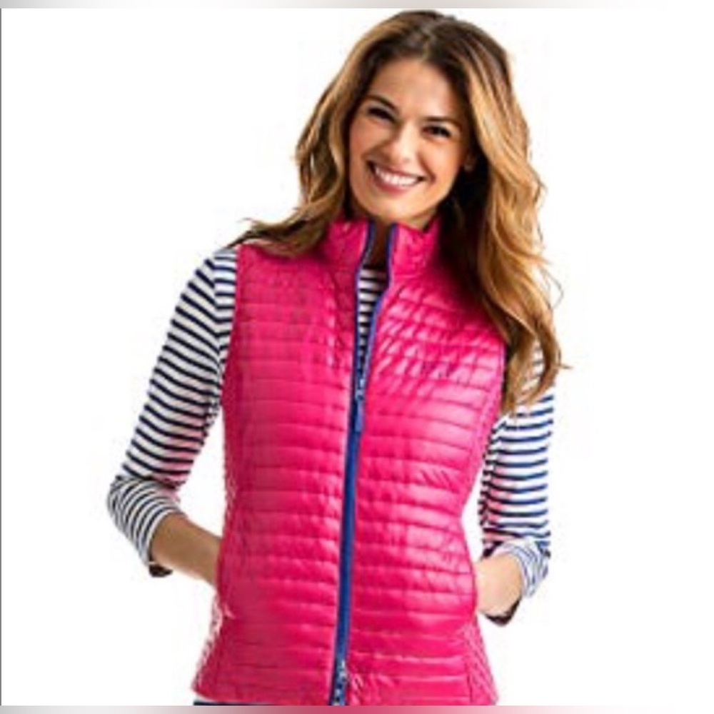 Vineyard Vines Women's Bright Pink Quilted Vest XS